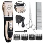 Maxshop Low Noise Rechargeable Cordless Pet Dogs and Cats Electric Clippers Grooming Trimming Kit Set (Gold+Black)