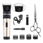 Rechargeable Cordless Cat and Dog Clippers for Hair Grooming with 33 teeth sharp blades & Stainless Steel Scissor, Electric Professional Pet Grooming Trimming Kit, Lower Noise Animal Clippers(Gold)