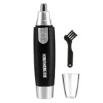 Nose Hair Trimmer, Water Resistant Electric Nose and Ear Trimmer with Stainless Steel Cutting Blades Battery Powered Cleaning Tool for Men in Black (nose trimmer)