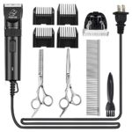 Pet Grooming Clipper, Focuspet Professional Corded 2.8 Meter 12V Motor Low Noise Dog Grooming Clippers Kit Hair Trimmers Set at Home for Small Medium Large Dogs Cats Other Animals (Black)