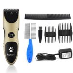 Dr.HeiZ Professional Pet Grooming Clippers-Rechargeable low noise Cordless Pro-cut Trimmer Kit for Cats and Dogs (Champagne Golden)