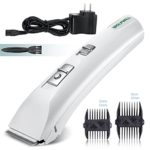 WOLFWILL Electric Rechargeable Supersilent Pet Hair Clipper {4 Adjustable Trimming Length} w/2 Combs Clean Brush Friendly Hair Remover Trimmer for Dog & Cat