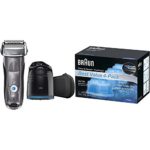 Braun Series 7 7865cc Wet & Dry Electric Shaver for Men with Clean & Charge System, Premium Grey Cordless Razor, Razors, Shavers, Pop up Trimmer, Travel Case, and 4 pack of replacement cartridges
