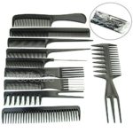 10Pcs Black Pro Salon Hair Styling Hairdressing Plastic Barbers Brush Combs Set