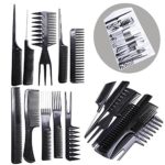 10 X Black Pro Salon Hair Styling Hairdressing Plastic Barbers Brush Combs Set