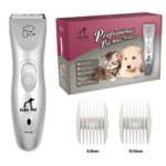 Leko Pet Professional Electric Rechargeable Clippers for Dog & Cat, Super Mute Cordless Trimmer Grooming Kit with 3-6-9-12 mm Comb (Silver)