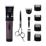 Pet Dogs And Cats Electric Clippers With Powerful And Rechargeable Cordless Grooming Trimming Kit Set (Brown)
