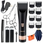 WARMLIFE Cord/Cordless Hair clippers electric Hair trimmers for Men Kids and Babies with Scissors Combs Rotary Motor Quiet Home Barber Fade Clipper Self Hair Cutting Haircut Grooming Kit (Black)