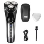 POVOS Electric Men’s Shaver Rotary Razor with USB Charging, 3D Floating Cutter, Wet and Dry Use, Head Washable, Battery Indicator, Travel Lock, Convenient Travel Bag