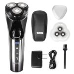 POVOS Electric Men’s Shaver Rotary Razor, USB Charging, 3D Floating Cutter, Wet and Dry Shaving, Battery Indicator, Travel Lock, including USB Charger, Cutter Replacement and Travel Bag