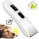 Low Noise Electric Pet Grooming and Trimming Clippers Kit, Cordless Rechargeable Safety Blade Design for Dog and Cat Hair Shaver with 4 Guide Combs, Oil, USB Charging Cord, etc (Concise white)