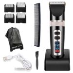 Professional Electric Hair Clippers For Men, Best Hair Trimmer Quiet Cordless For Boy & Kids, Personal Ceramic Hair Cutting Cape Gift Set, Household USB LED Display Rechargeable Haircut Kit (Black)