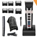 Pro Electric Hair Clippers For Men, Best Hair Trimmer Quiet Cordless For Boy&Kids, Personal Ceramic Hair Cutting Cape Gift Set With Guards, Household USB Wireless LED Display Rechargeable Haircut Kit