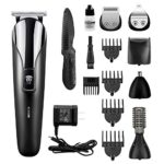Bovon Multifunctional All in One Men’s Grooming Kit Pro Beard Trimmer Hair Clippers Cordless Rechargeable Hair & Nose & Ear & Mustache & body Trimmer Electric Razor-Best Gift for Daddy (black)