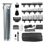 Wahl Clipper Stainless Steel Lithium Ion Plus Beard Trimmer Kit Brushed No.9864SS Cordless Rechargeable Men’s Grooming Kit for Haircuts and Beard Trimming