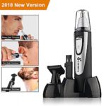 Ear Nose Hair Trimmer, Vansky 2018 Upgraded Nostril Ear Sideburns Facial Hair Clipper Removal for Men Women w/Waterproof Double-Edge Stainless Steel Blades,Wet/Dry Use,Battery-Operated Trimming Tool