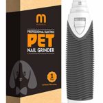 MorePets Dog Nail Grinder Electric Rubber Handle Pet Nail Grinder Cordless Rechargeable Battery Operated Grooming Tool for Small, Medium and Large Dogs (Grey)