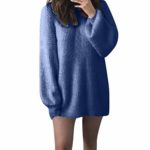 Shusuen ? Fashion Women Solid O-Neck Blouse Loose Knitted Fluffy Warm Long Latern Sleeve Sweater