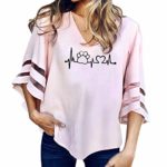 SMALLE ??? Fashion Women’s Casual Chiffon Flare Sleeve V Neck Blouses Shirts Solid Loose Flowy Tops
