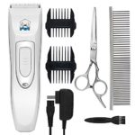 Pet Clippers, YIHONG Professional Cordless Electric Dog Clippers Rechargeable Dog Hair Clippers Low Noise Pet Trimmers Grooming Trimming Kit Tool Set (White)