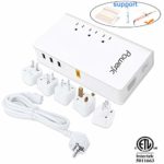 Voltage Converter Adapter Universal International Power 220V to 110V with 3 USB Smart Charging Ports,for Hair Curler Flat Iron White-Powerjc