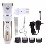 Sorliva Pet Clipper Grooming, Dog Clippers Kits Pet Hair Remover Shaver Razor Low Noise Electric Rechargeable Cordless Trimmer Blades Comb and Scissor for Dogs & Cats (White)