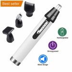 Nose Hair Trimmer for Men,Electric Facial Ear Hair Clippers 4 in 1,Rechargeable Mute Motor Waterproof Double-Edge Stainless Steel Blades Nose Hair Scissors,Wet/Dry Use Trimming Tool Women