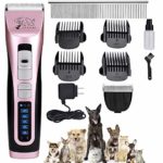 Pet Clippers -?with 2 Shaving Heads?3 Speed Low Noise Dog Hair Clippers Rechargeable Cordless Dog Trimmers Pet Dog Grooming Kit Professional Animal Grooming Shavers for Dogs, Cats, Rabbits and Horses