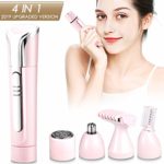 Hair Remover for Women Painless Hair Removal Waterproof 4-in-1 Facial Hair Remover,Bikini Trimmer,Eyebrow Trimmer,Nose Hair Trimmer for Men Electric Shaver Battery Powered (Pink)