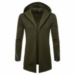 SSYUNO Generous Men’s Casual Hooded Solid Zipper Trench Long Section Coat Jacket Cardigan Long Sleeve Outwear Blouse