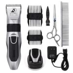 Dog Grooming Clippers – Cordless Quiet Pet Hair Clippers Trimmer Rechargeable with Stainless Steel Blades Dog Comb Shears Best Professional Hair Clipper Set for Dogs Cats Pets Long Short Hair
