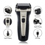 Men’s Electric Foil Shaver Wet and Dry Waterproof with Sidebums Pop-Up Trimmer USB Fast Charging One-Key Lock