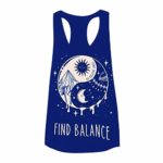 Tantisy ??? Women Sleeveless O-Neck Letter Print Vest  Casual Loose Sport Pullover Tunic Top Tank Tops Blue