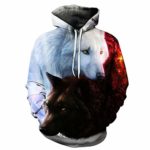 SSYUNO Big Sale Personalized Men’s Autumn Winter Wolf 3D Print Long Sleeve Hooded Sweatershirt Top Blouse