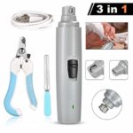Waitley Dog Nail Grinder, Rechargeable Electric Pet Nail Grinder Paws Clipper 2 Speed w/ 3 Grinding Ports for Small Medium Large Dogs Cats – Gentle Painless Grooming, Trimming & Smoothing Kits