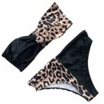 Getadate Womens Sexy Scoop Neck Straps Cutout High Cut Thong 2pcs Bikini Sets Swimsuit Black