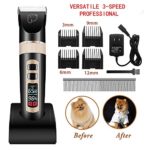 Rechargeable Cordless Dog/Pet Grooming Clippers,Professional Low Noise Electric Pet Hair Clippers Trimmer Kit,3-Speed Cats Grooming Tools for Small/Large Dogs,Thick Coats,With LED Screen Protection