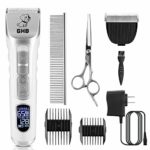 GHB Electric Pet Clippers Cordless Dog Grooming Clippers Set Low Noise Animal Hair Trimmer Cutter Kit with Sharp Blades Comb Guides Scissors for Dog Cat Rabbit