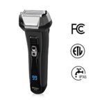 BriGenius Men’s Electric Foil Shaver, USB Rechargeable Cordless Electric Razor with Pop-Up Beard Trimmer, Wet Dry Shaver 3 Blades