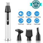 Ear and Nose Hair Trimmer for Men,Professional USB Rechargeable Nostril Nasal Hair Vacuum Cleaning System,4 in 1 Lightweight Waterproof Hair and Beard Clippers for Women (White)