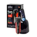 Braun Series 3 ProSkin 3050cc (Japanese Version) Men’s Electric Foil Shaver/Rechargeable Electric Razor, and Clean & Charge Station – Black/Red