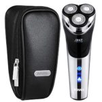 POVOS USB-Charged Men’s Electric Razor Rotary Shaver, Wet & Dry Shaving Razors with Pop-Up Beard Trimmer, LCD Display and Travel Case