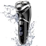 MAX-T Men’s Electric Shaver – Corded and Cordless Rechargeable 3D Rotary Shaver Razor for Men with Pop-up Sideburn Trimmer Wet and Dry Painless 100-240V Black