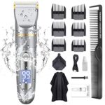 GOOLEEN Hair Clippers for Men Cordless Hair Clippers Beard Trimmer Professional IPX7 Waterproof USB Rechargeable Hair Cutting Kit with Hairdressing Cape LED Display