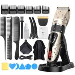 Hair Clippers for Men, DUSASA Professional Cordless Hair Trimmer IPX7 Waterproof USB Rechargeable LED Display Beard Trimmer Multiple 21 Sets Hair Cutting Kit With Charging Dock-2000mAh Lithium Ion