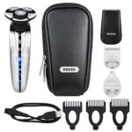 POVOS 4-In-1 Men’s Grooming Set, USB Charging Electric Razor Rotary Shaver, Hair Clipper, Beard Trimmer, Detail Trimming Kit with Travel Case