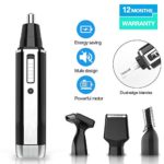 Ear and Nose Hair Trimmer Clipper for Men Women, 4 in 1 USB Rechargeable Professional Electric Eyebrow and Facial Hair Trimmer with Waterproof Head Double-Edge Stainless Steel Blade (Black)