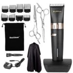 BuySShow Quiet Professional Hair Clippers Set Cordless Rechargeable Hair clippers for Men and Babies with Charging Dock,8 Comb Guides,2 Scissors, Hairdressing Cape