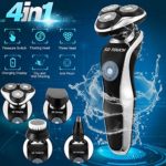 Electric Razor Shaver for Men, 4 in 1 Dry Wet Waterproof men’s Rotary Shaver Portable Face Shaver Travel Rechargeable Beard Trimmer USB Cordless Nose Trimmer Facial Cleaning Brush for Dad (Black)