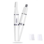 Nose Hair Trimmer for Women Men Electrical Ear & Nose Hair Clippers Portable 2 in 1 Professional Painless Hair Trimmer for Eyebrows, Beard and Leg Wet/Dry Easy Cleaning Battery-Operated